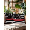 thumbnail image 2 of Outdoor Pillows Waterproof, Red American Flag Bedding Throw Pillows with Insert for Couch Sofa Bed, Black White Stripe US Flag Retro Wooden 16x16 Inch Pillowcases Decorative Patio Pillow Set of 2, 2 of 8