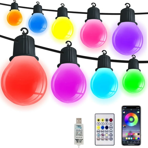 30Ft Smart Globe String Lights, 25 Dimmable RGB Mini LED Fairy Lights, Color Changing Effect Hanging with App & Remote Control for Halloween Christmas Indoor Outdoor Patio Room Party Decor