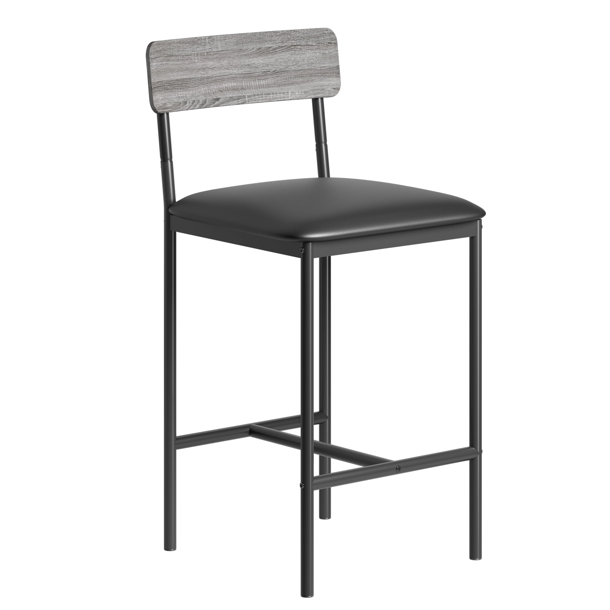 Maritcute Bar Stools Set of 2, Kitchen Bar Stools with Footrest, PU Upholstered Counter Height Barstools, Bar Chairs with Back for Kitchen Island, Apartment, Counter Bar, Easy Assembly