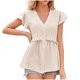 thumbnail image 4 of Camisetas de Manga Larga de Ajuste Seco para los Hombres, Suelto Casual Hoja Hueca Manga Cuello en V Manga Corta Superior para el Uso Diario de las Mujeres, 4 of 9