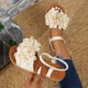 thumbnail image 4 of Sandalias Planas con Correas de Tobillo Moda Casual Primavera Y Verano Desgaste Exterior Redondo Dedo Del Pie Abierto Dedo Del Pie Espalda Elástica Sandalias Planas, 4 of 9