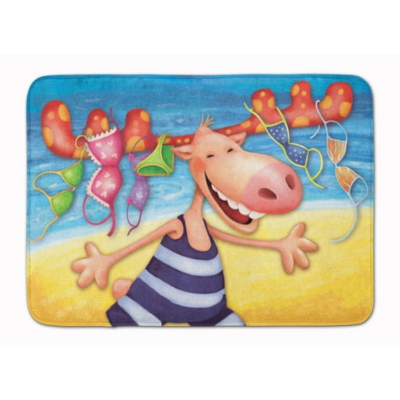 Carolines Treasures APH0073RUG Moose on the Beach Machine Washable Memory Foam Mat 19 X 27" multicolor