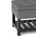thumbnail image 4 of Simpli Home Cosmopolitan 44 inch Wide Rectangle Storage Ottoman Bench with Open Bottom in Stone Grey Vegan Leather, 4 of 10