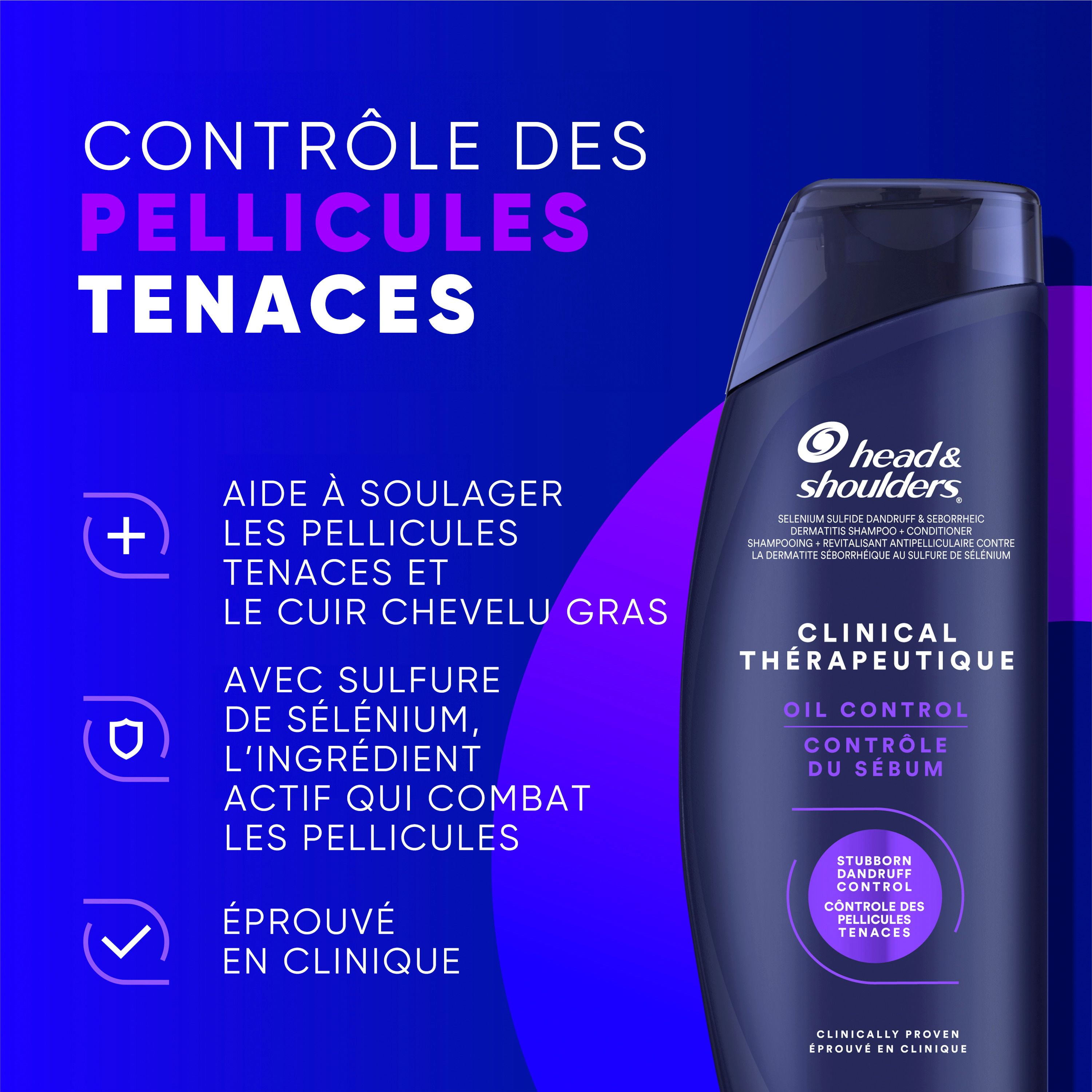 Head & Shoulders Défense Clinique contre les Pellicules + Shampooing Avancé de Contrôle du Sébum 400 ml