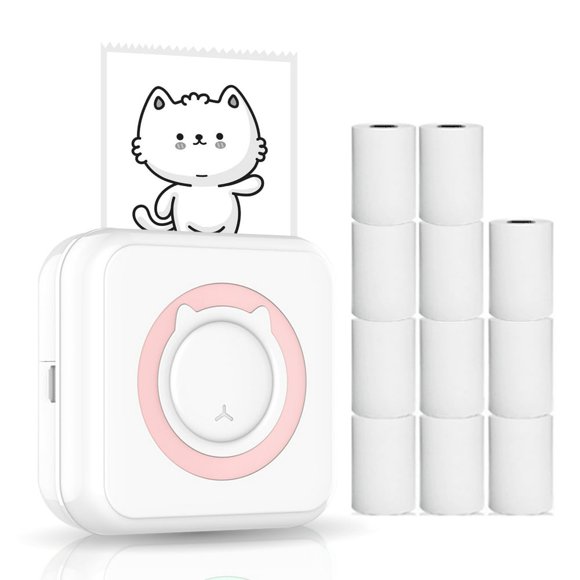 MesaSe All-in-one Photo Printer Multifunction Portable Printer Wireless Instant Mini Printer Support BT Connection for Smartphone with 11 Paper Rolls 57mm Compatible with iOS Android