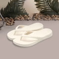 thumbnail image 4 of Lightweight Non Slip Flip Flops for Womens Open Toe Quick Drying Shower Sandals Low Platform Beach Thong Slides White Size 7.5, 4 of 5