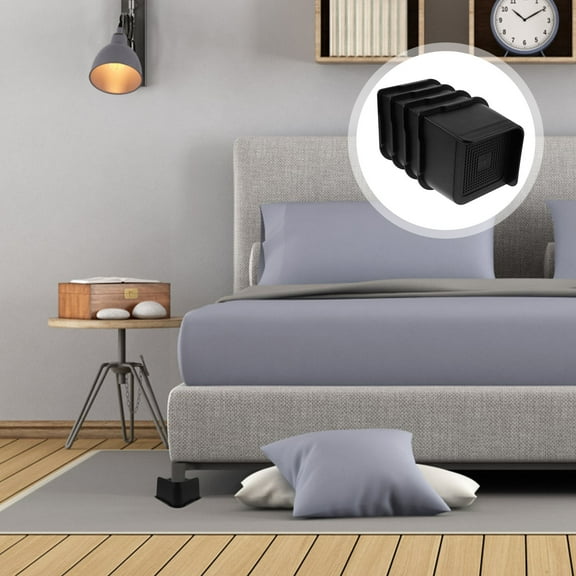 WHAMVOX  4 Pcs Chair Riser Couch Risers Bed Frame Support Legs Black