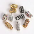 thumbnail image 2 of U8MO 5pcs Cylinder Tube Copper Alloy Metal Crystal Glass Rhinestones Big Hole Beads-15x8mm-Gold, 2 of 5