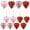 Red+Pink, variant on 24 PCS Pink Heart Ornaments - 3 Different Finishes Heart Shaped Hanging Decor for Valentine's Day, Wedding, Mother's Day, Anniversary, Christmas Tree & Party