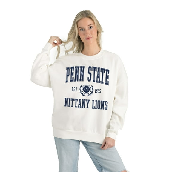 Women's Gameday Couture White Penn State Nittany Lions Premium Fleece Drop Shoulder Oversized Pullover Sweatshirt