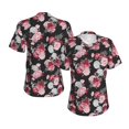thumbnail image 3 of Yiaed Rose Flowers Print Women's T Shirt V-Neck Short Sleeve Shirt Casual Breathable Tee Summer Tops-XX-Large, 3 of 5