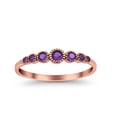 thumbnail image 2 of Half Eternity Petite Band Ring Rose Tone Amethyst CZ 925 Sterling Silver Size 9, 2 of 6