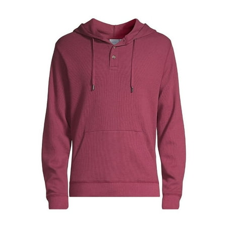 Onia Vintage Plum Waffle Half Button Hoodie, Size M