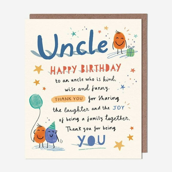 Uncle Birthday Card – Cheerful "Happy Birthday" Message for a Kind, Wise, and Funny Uncle – Unique Design with Envelope – Perfect Gift for Family Celebrations
