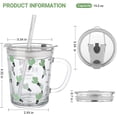 thumbnail image 2 of Vaso de vidrio con tapa y asa de silicona - Sin BPA para niños y adultos, 13.5 oz con escala para agua, leche y jugo (cactus), 2 of 5