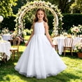 thumbnail image 2 of HJYCHN Dresses for Girls Halter Neck Mesh Maxi Gown with Ruched Bodice and Flowing Skirt for Kids Dress 8-9 Years, 2 of 7