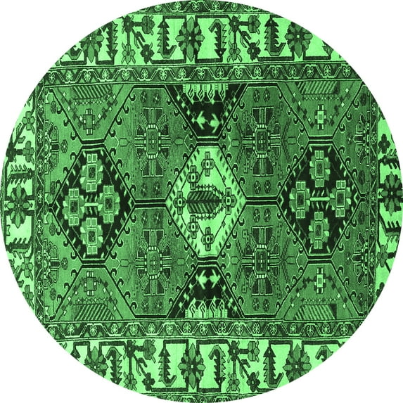 Ahgly Company Indoor Round Persian Emerald Green Traditional Area Rugs, 8' Round