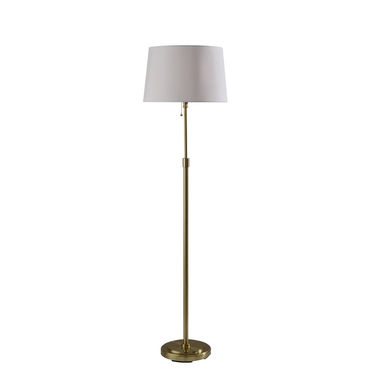 Mainstays 59.5 Inch Gold Stick Floor Lamp with White Fabric Shade photo 1