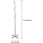 Metal Coat Rack Free Standing 7 Hooks Hall Tree in Corner, Hat Hanger & Coat Racks Stand Entryway Organizer, Bedroom Coat Tree Hanger, Hall Tree for Clothes Jacket Hat Bag Entryway (Gold)