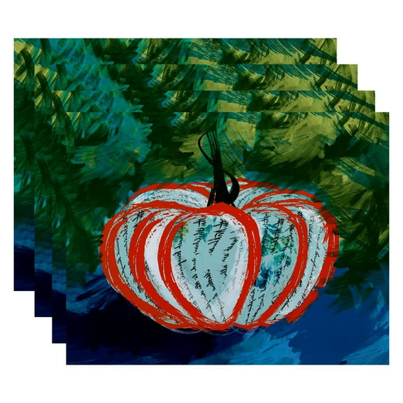 Simply Daisy 18" x 14" Artistic Pumpkin Geometric Print Placemats, Set of 4