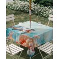 thumbnail image 3 of Square Outdoor Tablecloth with Umbrella Hole Ocean Turtle Outside Table Cloth Waterproof Patio Table Cover Coastal Blue Coral Starfish Shell Zipper Tablecloths for Picnic Party Camping 60x60 Inch, 3 of 8