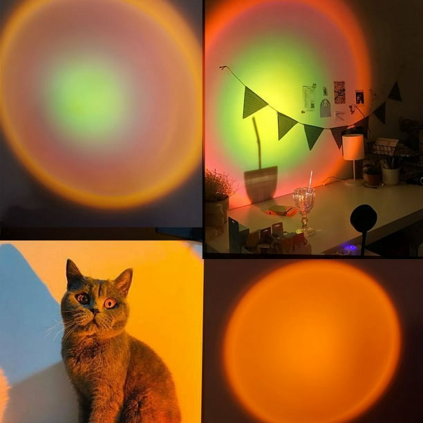 Lámpara de proyección de atardecer con control remoto, luz nocturna LED giratoria, lámpara de pie con ambiente, lámpara USB para selfies para sala de estar y dormitorio.