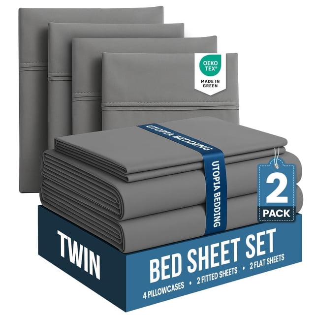 Juego de sábanas dobles Utopia Bedding, 2 unidades, microfibra gris