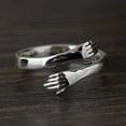 thumbnail image 3 of Sterling Silver Rings for Women, Vintage Hugging Hands Ring Adjustable Sterling, 3 of 5
