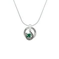 thumbnail image 2 of Delight Jewelry Silvertone Good Luck Horseshoe with Green Four Leaf Clover Laugh Ring Charm Necklace, 18", 2 of 4