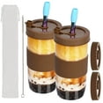 thumbnail image 6 of Queentrade 2 Pcs Reusable Bubble Tea Cup with 2 Straws and 4 Plastics Lids 730ml/24oz Glasses Set, 6 of 7