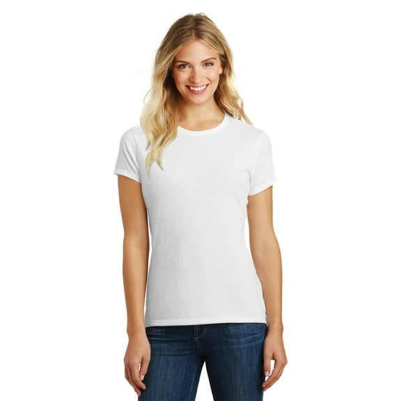 District Made Ladies Perfect Blend Crew Tee-XS (White)