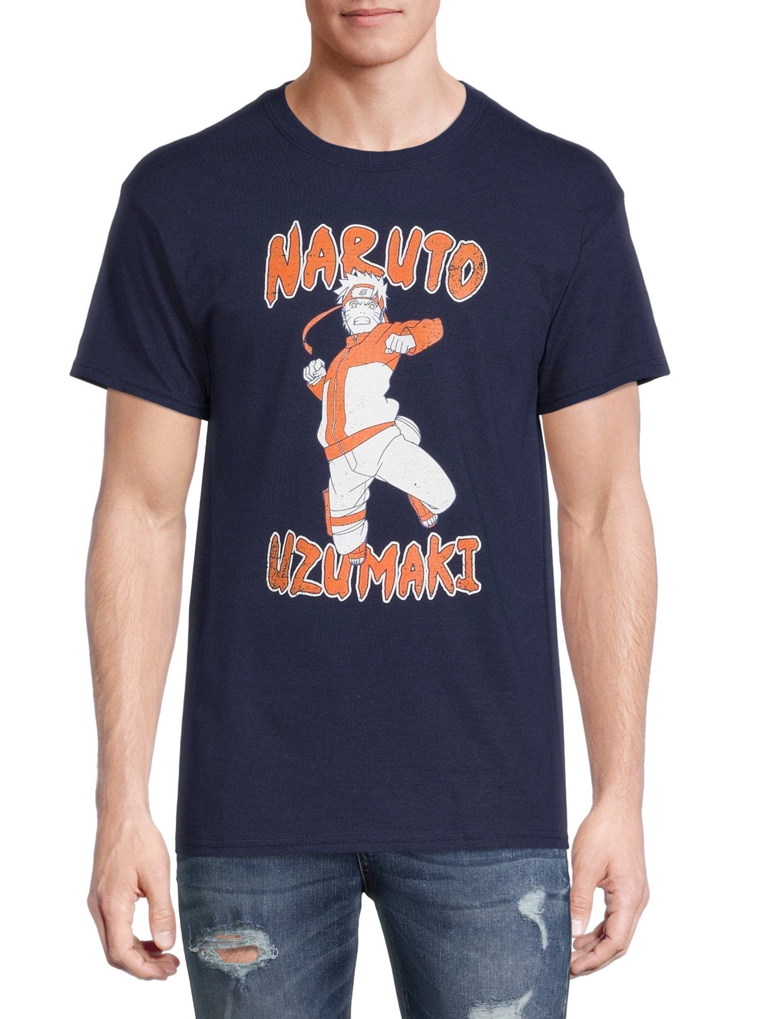 Naruto Men's & Big Men's Uzumaki Anime Graphic Tees Shirts, 2-Pack, Sizes S-3XL, Naruto Anime Mens T-Shirts