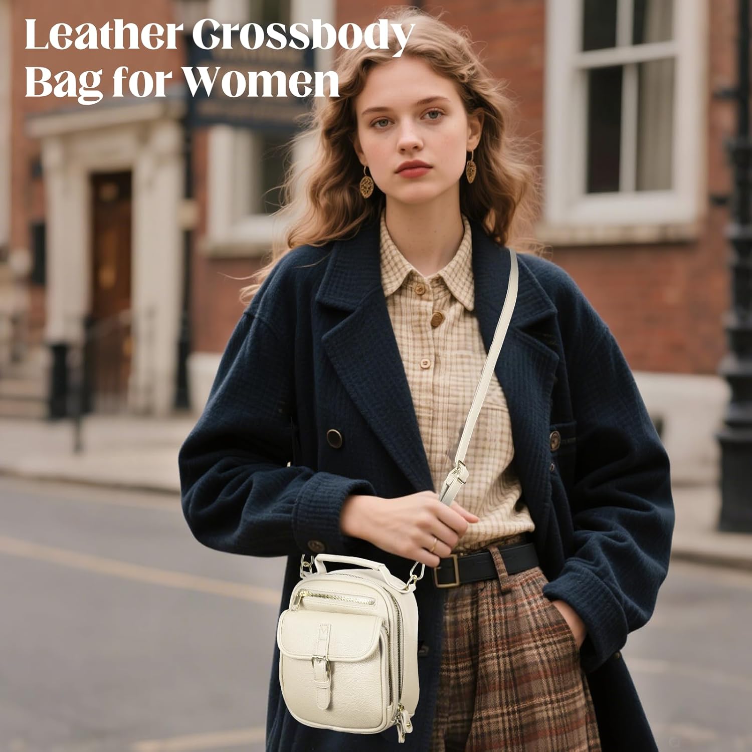 Vegan Crossbody Leather Bag for Women with 2 Adjustable Straps, Anti-Theft RFID Messenger Bag with Wallet, Small Shoulder Bag for Daily Travel