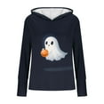 thumbnail image 4 of Women's Halloween Printed Hooded Sweatshirt Long Sleeved Ghost Pumpkin Witch Print Tees Halloween Party Sweatshirt, 4 of 4