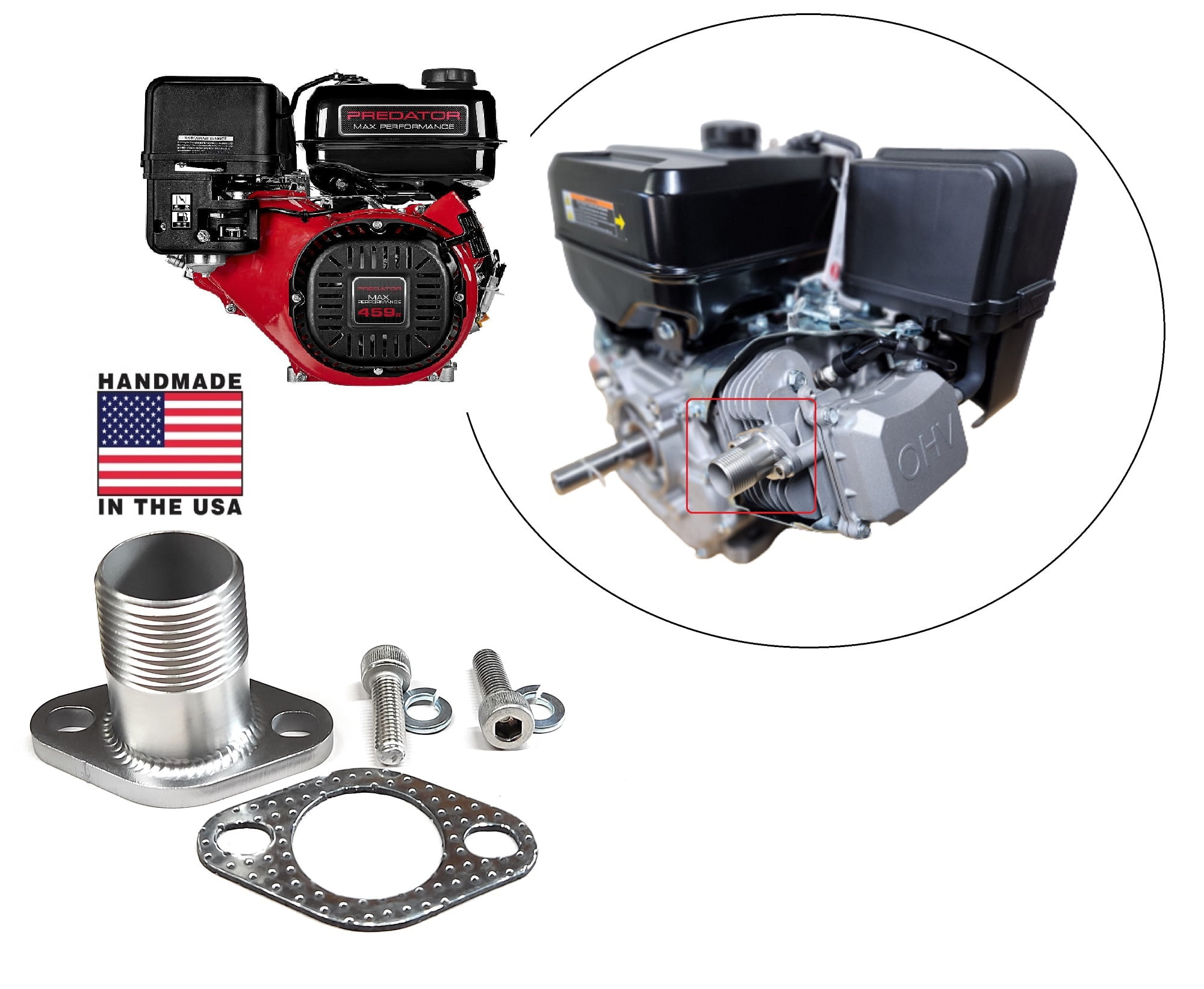 Exhaust Adaptor Male 1" Flange for Predator Max 459cc, XP16HPE