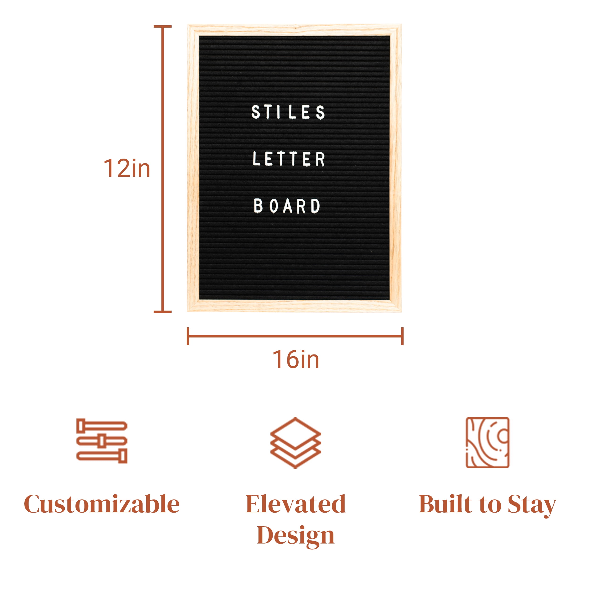 Stiles Felt Letter Board Set, Message Board with 440 Letters, Numbers, and Symbols for Celebrations, Baby Announcements, or Milestones, 12 by 16 Inches, Black