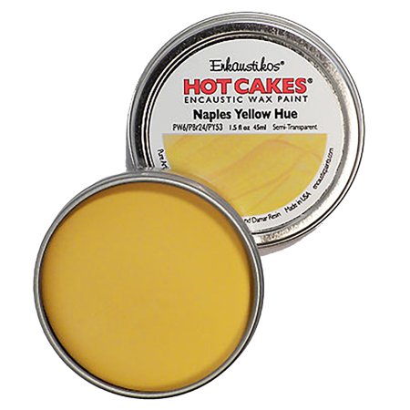 UPC: 0813043011106 | Enkaustikos Hot Cake Encaustic Wax Paint  1.5 oz. Tin  Naples Yellow Hue