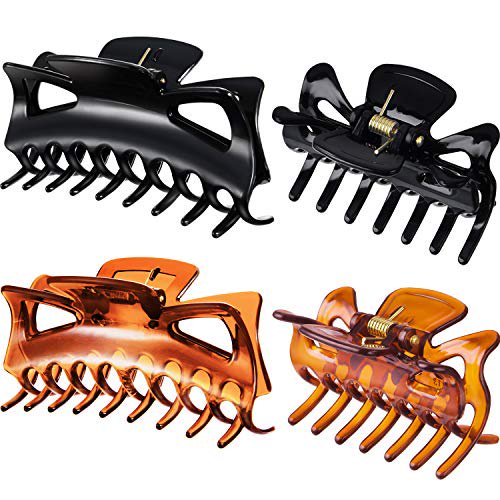 Bememo 4 Pieces Plastic Hair Claw Clips Women Thick Hair Claw Clamps (2