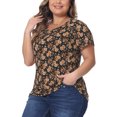 thumbnail image 4 of Agnes Orinda Plus Size Tops for Women Floral Printed Short Sleeve Round Neck Loose Casual Basic Tee Shirt, 4 of 4