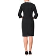 thumbnail image 3 of Vestido de lápiz de manga 3/4 para mujer INSPIRE CHIC, color contrastante, escote en V, elegante, vestido de trabajo, talla 2XL, negro, 3 of 5