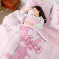 thumbnail image 4 of Castle Fairy Girls Monogrammed Letter 7-Piece Bedding Comforter Set,Pink Bow King Bedding Sets,Sparkling Sequin Ultra Soft Bed Sheets,Microfiber Bedroom Decor, 4 of 8