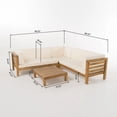 thumbnail image 3 of CoSoTower Outdoor Wooden Sectional Set with Cushions, Beige, 3 of 9