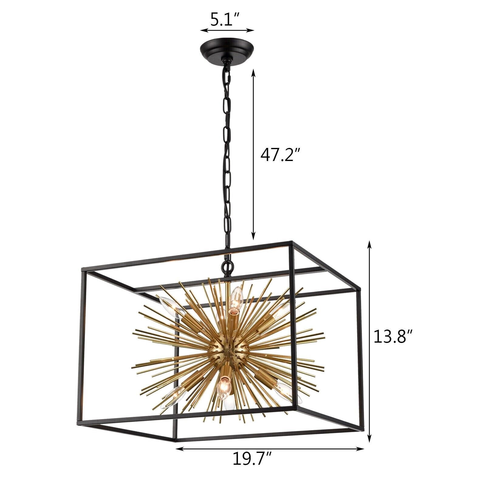 Industrial Chandelier 8-Light Cube Pendant Light Kitchen Island Light Fixture