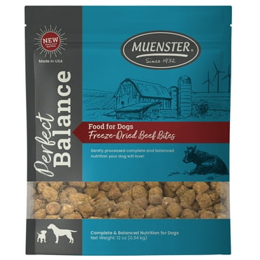 Muenster Perfect Balance Beef Bites Freeze-Dried Dog Food, Training Treats or Food Topper, All Life Stages, 12 oz Pouch