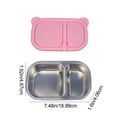 thumbnail image 2 of 2-Compartment Stainless Steel Snack Containers with Silicone Lids, Meal Prep Containers for Easter Storage, Leak-Proof Bento Boxes for Snacks/Meals, Rust-Resistant Food Containers, 7*2*2in, Pink, 2 of 5