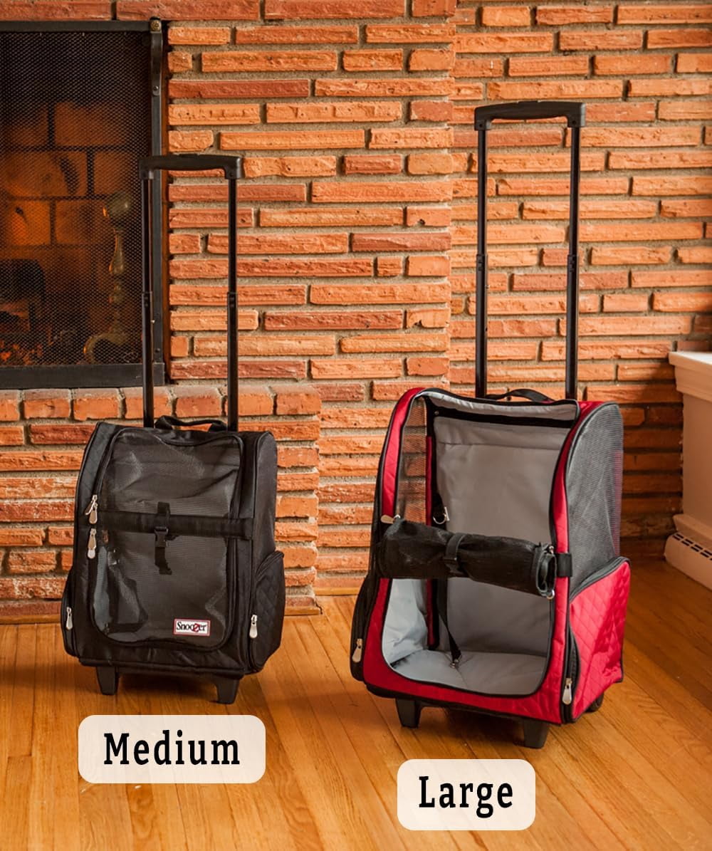 Snoozer Roll Around Large 4-in-1 Pet Carrier Backpack with Multi-Stage Handle, Red, 30 lb Limit