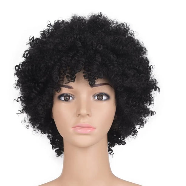Peluca rizada sintética para mujer, 10 pulgadas, 110g, Ombre, pelo corto negro marrón