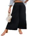 thumbnail image 2 of POINTERTECK Pantalons Larges Amples pour Femmes Taille Haute Couleur Unie Coupe Décontractée Plissée, 2 of 7