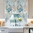 thumbnail image 6 of Swag Curtains Valances for Windows, Blue Coastal Ocean Short Kitchen Window Curtains Over Sink, Crab Coral Shell Cafe Curtains Panel Set Of 2,Rod Pocket, 36 Inches Length L, 6 of 8