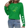 thumbnail image 5 of Craaazy Women's St Patricks Day Shirts Shamrock Irish Holiday Crew Neck Long Sleeve Shirts, 5 of 6